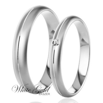 Fehér arany karikagyűrű pár matt és fényes felülettel