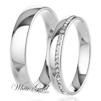 Fehér arany karikagyűrű pár kősorral