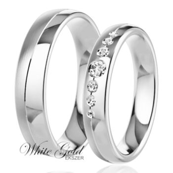 Fehér arany karikagyűrű pár kősorral