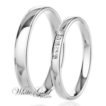 Fehér arany karikagyűrű pár kősoros díszítéssel