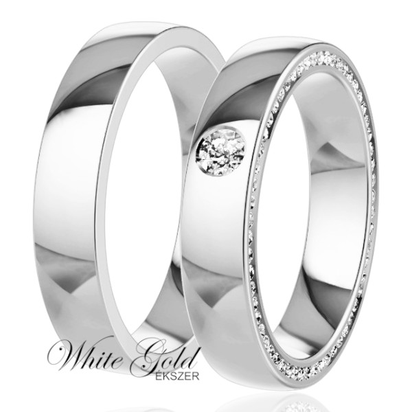 feher-arany-karikagyuru (114) Fehér arany karikagyűrű pár sorköves szegéllyel