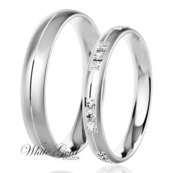 Fehér arany karikagyűrű pár modern kősorral