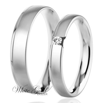 Fehér arany karikagyűrű pár modern matt felülettel