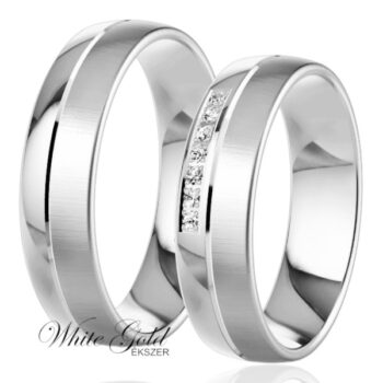 Fehér arany karikagyűrű pár matt és fényes felülettel