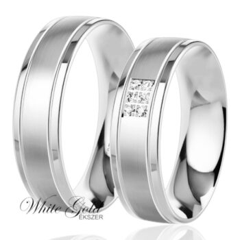 Fehér arany karikagyűrű pár matt és fényes felülettel