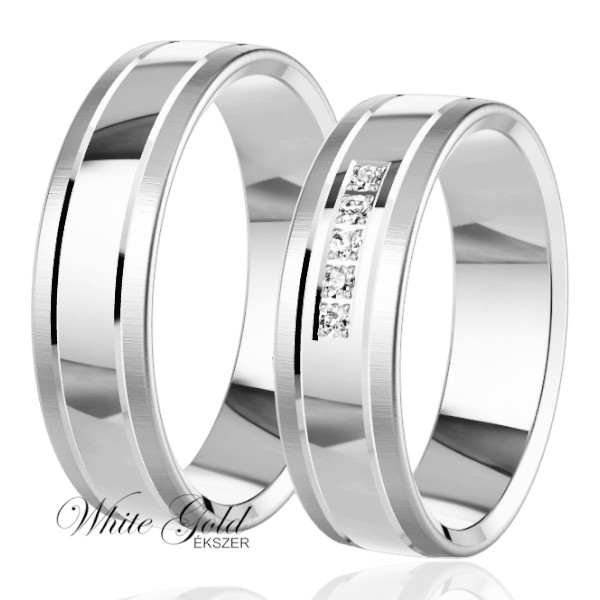 feher-arany-karikagyuru (30) Fehér arany karikagyűrű pár fényes és matt felülettel
