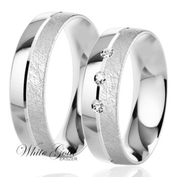 Fehér arany karikagyűrű pár jégkarc felülettel