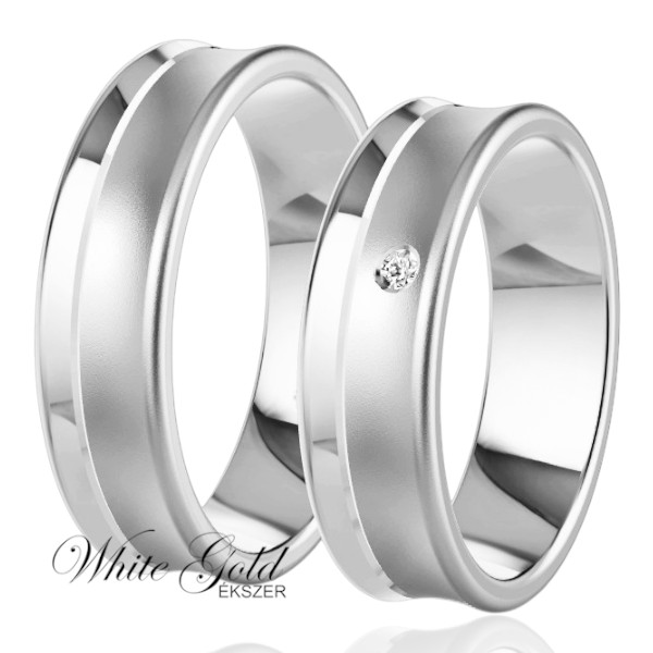 feher-arany-karikagyuru (36) Fehér arany karikagyűrű pár homorú profillal