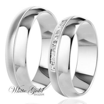 Fehér arany karikagyűrű pár kősorral