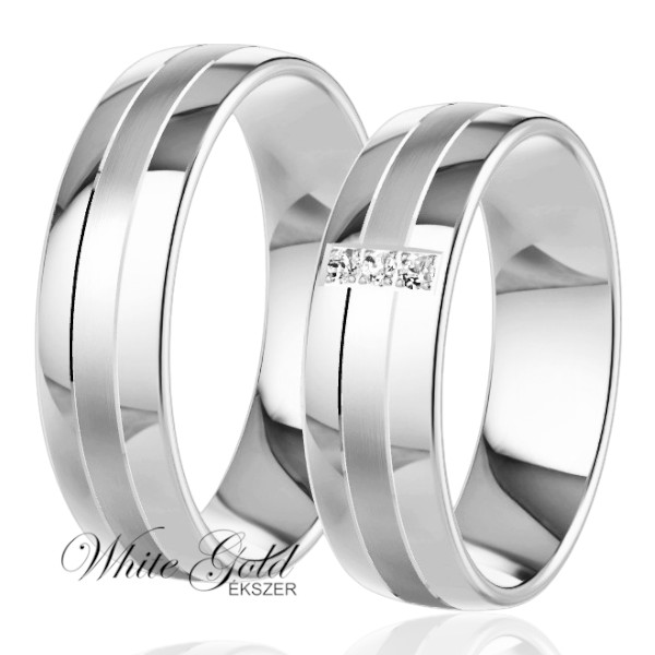 feher-arany-karikagyuru (38) Fehér arany karikagyűrű pár kősorral