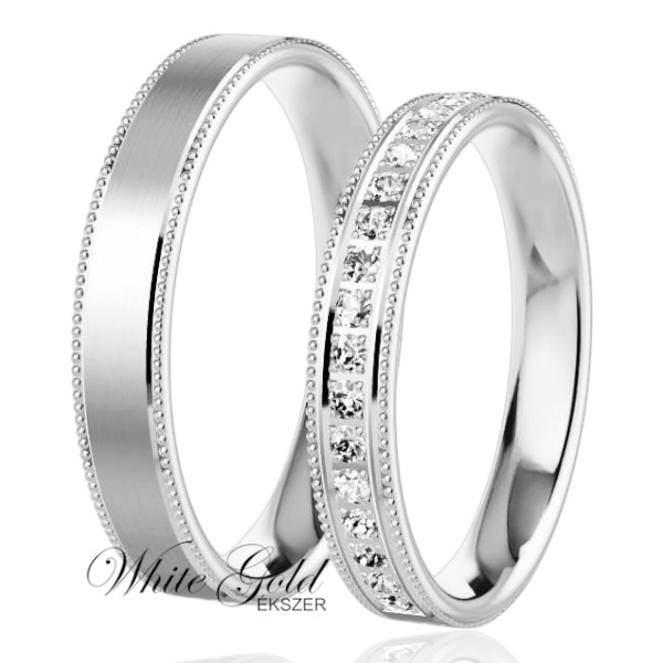 feher-arany-karikagyuru (45) Fehér arany karikagyűrű pár gyöngyözött szegéllyel