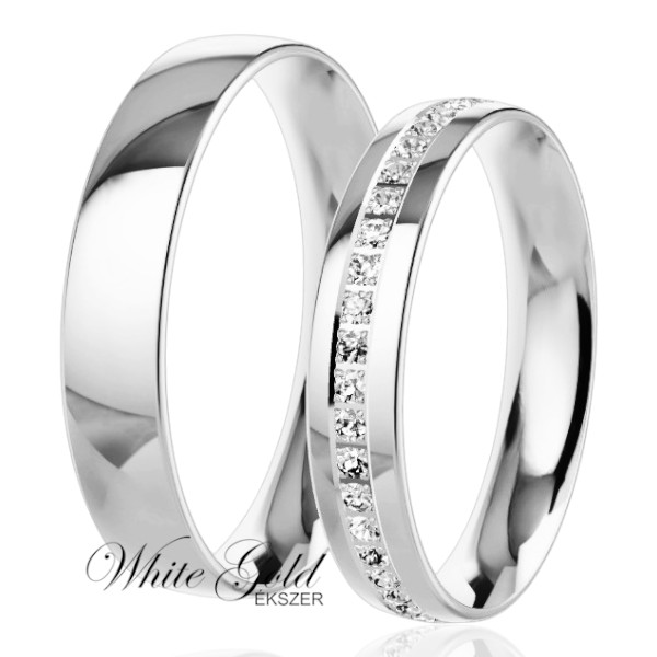 feher-arany-karikagyuru (46) Fehér arany karikagyűrű pár sorköves női gyűrűvel
