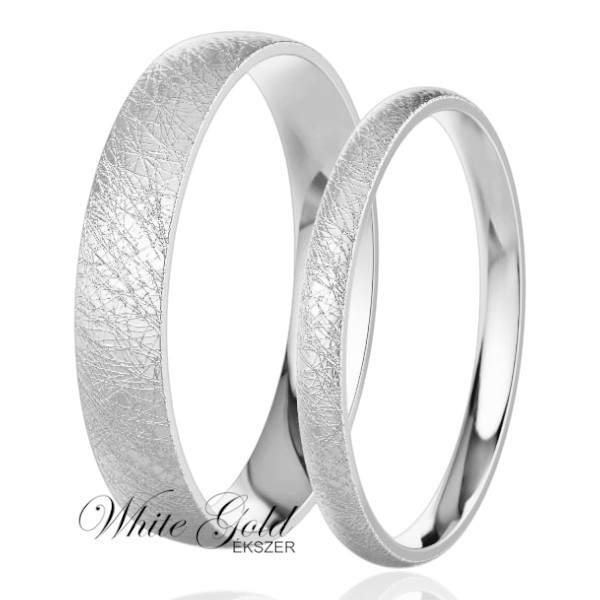 feher-arany-karikagyuru (48) Fehér arany karikagyűrű pár jégkarc felülettel