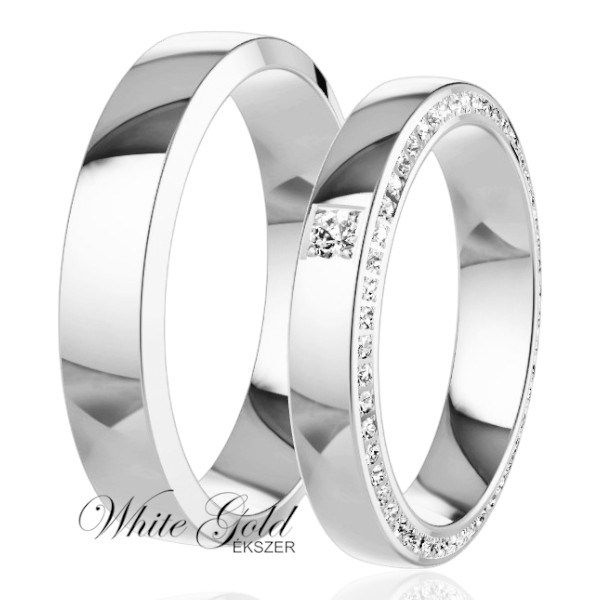 feher-arany-karikagyuru (49) Fehér arany karikagyűrű pár sorköves női gyűrűvel