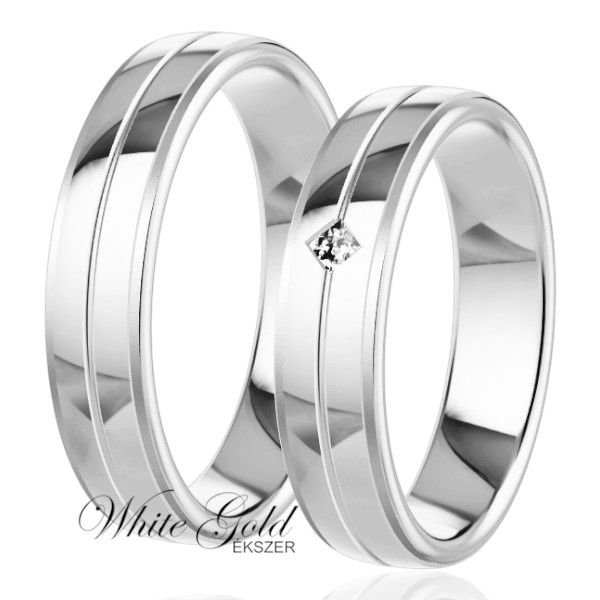 feher-arany-karikagyuru (54) Fehér arany karikagyűrű pár vésett vonallal