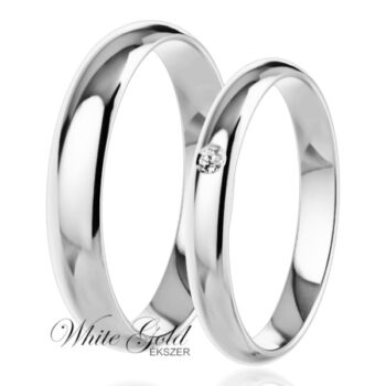 Fehér arany karikagyűrű pár kővel díszítve