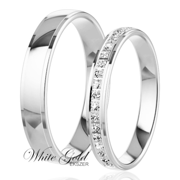 feher-arany-karikagyuru (58) Fehér arany karikagyűrű pár sorköves dizájnnal