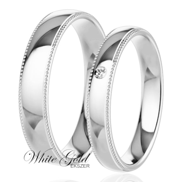 feher-arany-karikagyuru (60) Fehér arany karikagyűrű pár gyöngyözött szegéllyel