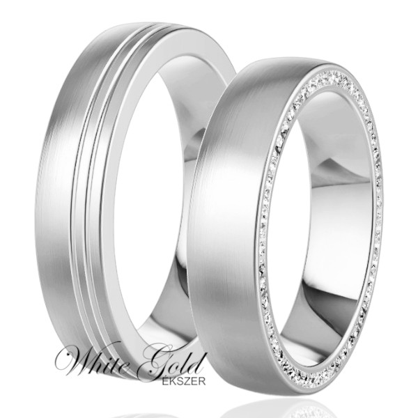 feher-arany-karikagyuru (61) Fehér arany karikagyűrű pár matt felülettel
