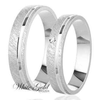 Fehér arany karikagyűrű pár jégkarc felülettel