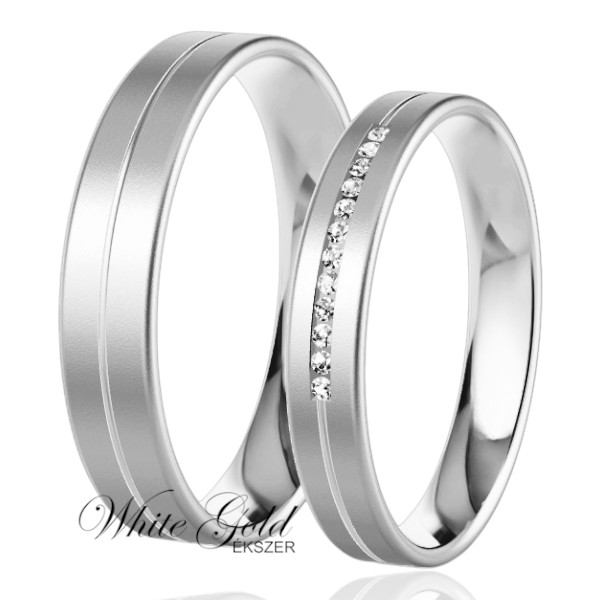 feher-arany-karikagyuru (66) Fehér arany karikagyűrű pár vésett vonallal