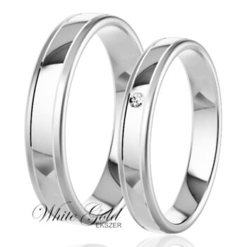 Fehér arany karikagyűrű pár apró kővel