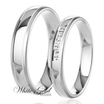 Fehér arany karikagyűrű pár sorköves női gyűrűvel