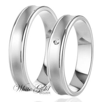 Fehér arany karikagyűrű pár homorú profillal