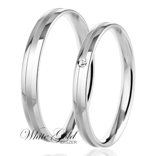 feher-arany-karikagyuru (76) Keskeny fehér arany karikagyűrű pár finom véséssel