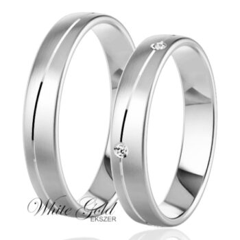 Fehér arany karikagyűrű pár matt és fényes felülettel