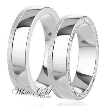 Fehér arany karikagyűrű pár jégkarc széllel