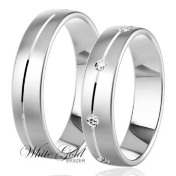 Fehér arany karikagyűrű pár matt felülettel