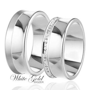 Fehér arany karikagyűrű pár homorú profillal