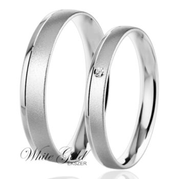 Keskeny fehér arany karikagyűrű pár matt felülettel