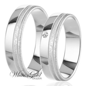 Fehér arany karikagyűrű pár jégkarc felülettel