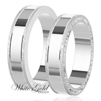 Fehér arany karikagyűrű pár jégkarc szegéllyel