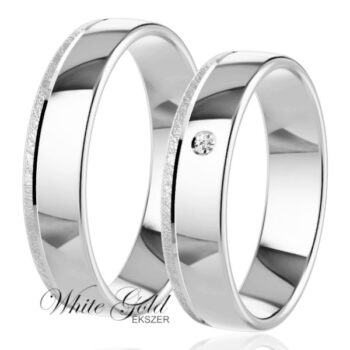 Fehér arany karikagyűrű pár jégkarc szegéllyel