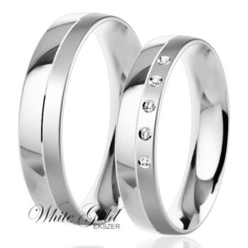 Fehér arany karikagyűrű pár fényes és matt felülettel