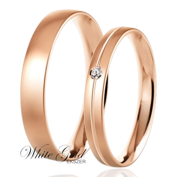 roze-arany-karikagyuru (103) Rozé arany karikagyűrű pár gyémántvésett női gyűrűvel