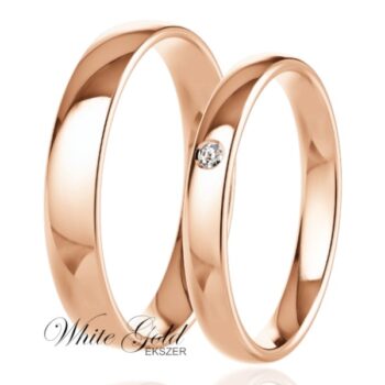 Rozé arany karikagyűrű pár egyköves női gyűrűvel