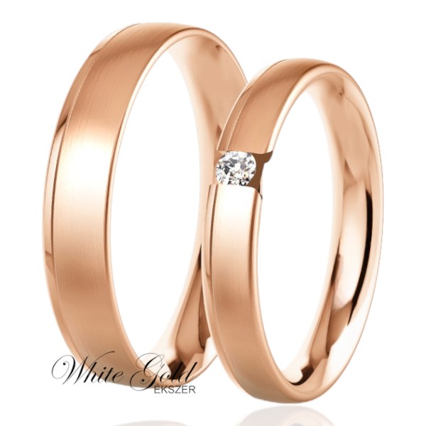 roze-arany-karikagyuru (124) Rozé arany karikagyűrű pár különleges foglalású női gyűrűvel
