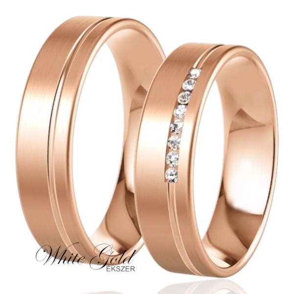 roze-arany-karikagyuru (128) Rozé arany karikagyűrű pár sorköves női gyűrűvel