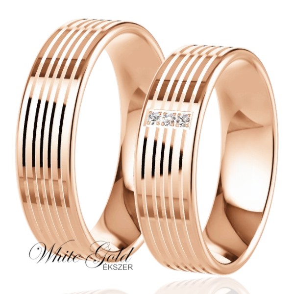 roze-arany-karikagyuru (41) Rozé arany karikagyűrű pár gyémántvéséssel