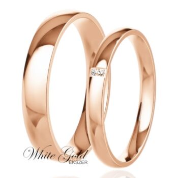Rozé arany karikagyűrű pár letisztult formával