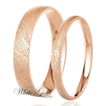 Rozé arany karikagyűrű pár jégkarc felülettel