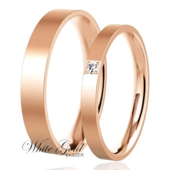 Rozé arany letisztult karikagyűrű pár