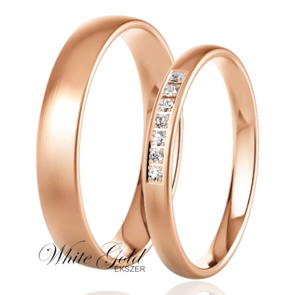 roze-arany-karikagyuru (52) Rozé arany karikagyűrű pár finom matt felülettel