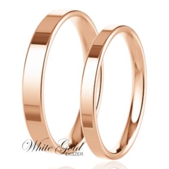 Rozé arany karikagyűrű pár letisztult fényes felülettel