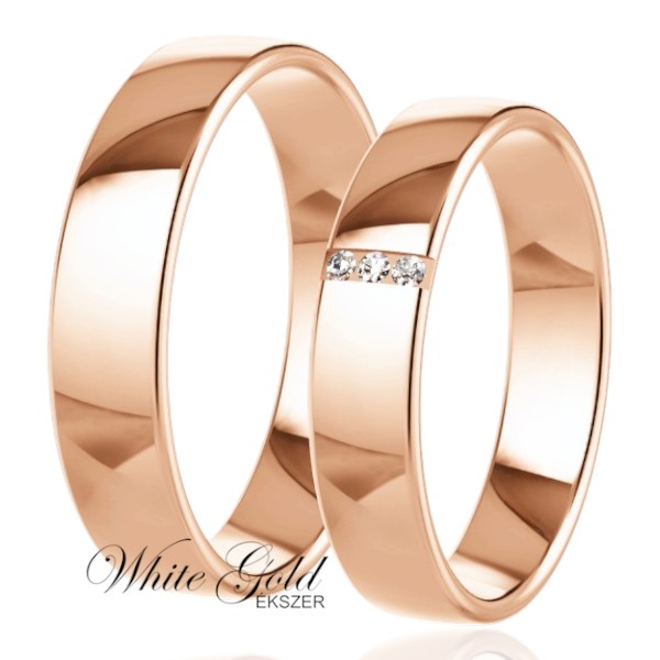 roze-arany-karikagyuru (56) Rozé arany karikagyűrű pár három apró kővel