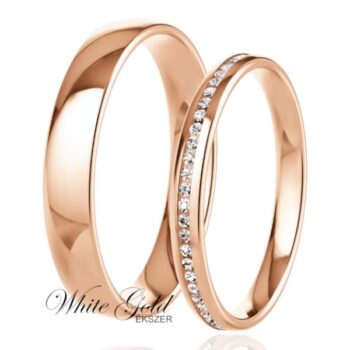 Rozé arany karikagyűrű pár finom kősorral